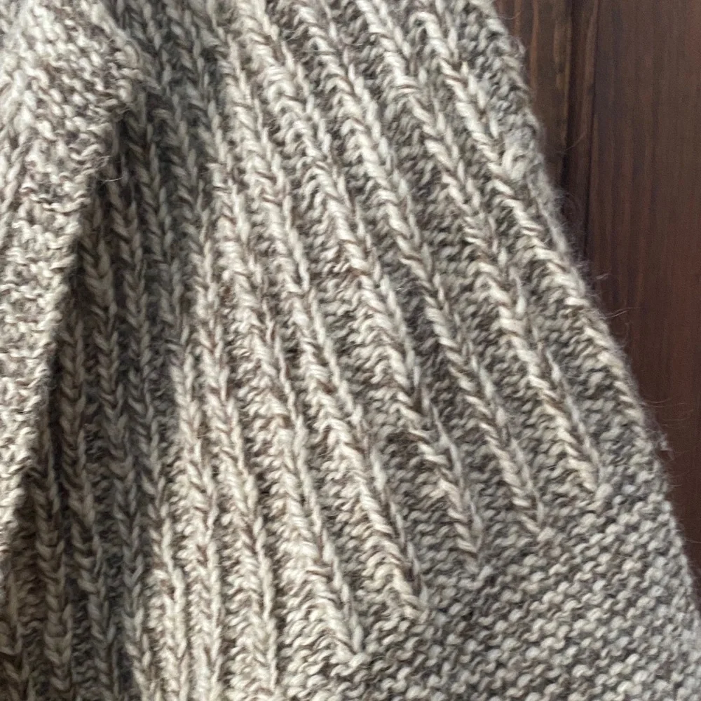 Vintage hand knit wool blend heavy open front sweater cardigan - Picture 3 of 13